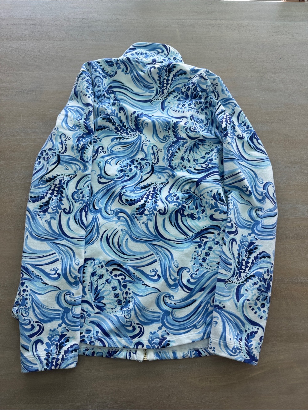 Lilly Pulitzer White & Blue Wave-Print Zip Jacket Xs - Picture 5 of 5
